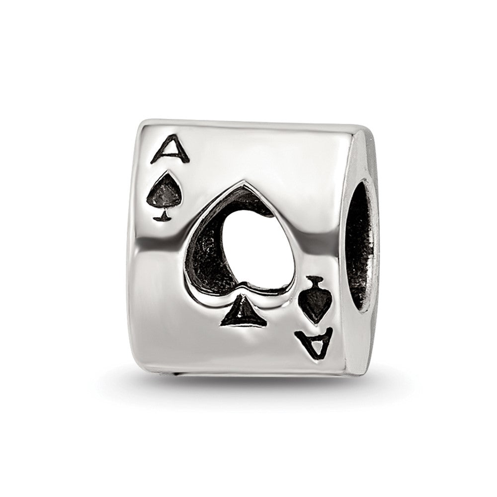 Sterling Silver Reflections Ace Card Bead, 8.18 x 7.27 mm