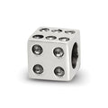 Sterling Silver Antique Reflections Dice Bead, 6.36 x 6.36 mm