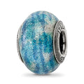 Sterling Silver Reflection Blue w/Glitter Overlay Italian Bead, 13.64 x 10 mm