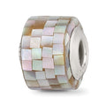 Sterling Silver Reflections Grey Mother of Pearl Mosaic Bead, 12.73 x 10 mm
