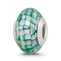 Sterling Silver Reflections Green Mother of Pearl Mosaic Bead, 14.55 x 8.18 mm