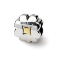 Sterling Silver & 14k Reflections Clover Bead, 8.18 x 8.18 mm