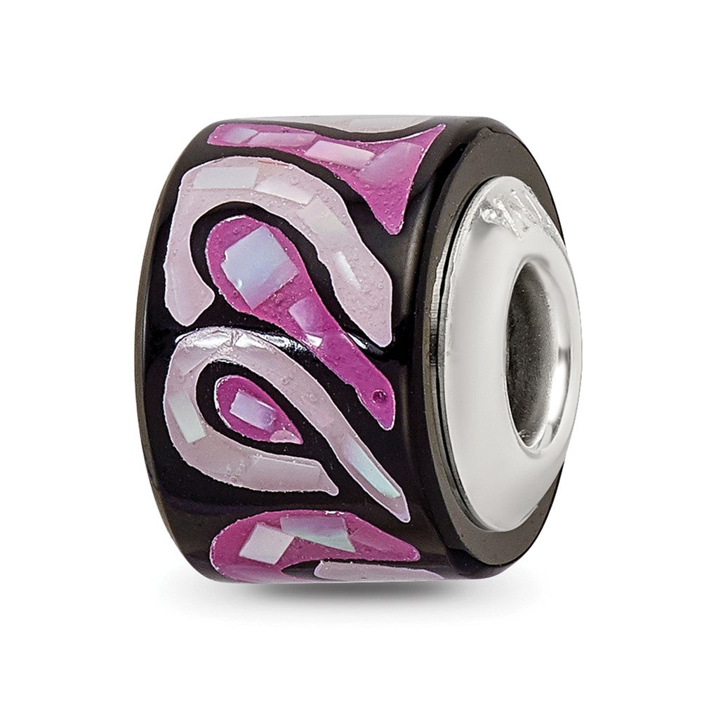 Sterling Silver Reflections Light/Dark Purple MOP Mosaic Bead, 14.55 x 12.73 mm