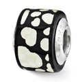 Sterling Silver Reflections Black/White MOP Hearts Mosaic Bead, 8.18 x 8.18 mm