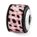 Sterling Silver Reflections Black/Pink Mother of Pearl Mosaic Bead, 8.18 x 8.18 mm