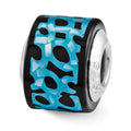 Sterling Silver Reflections Blue/Black Mother of Pearl Mosaic Bead, 8.18 x 8.18 mm