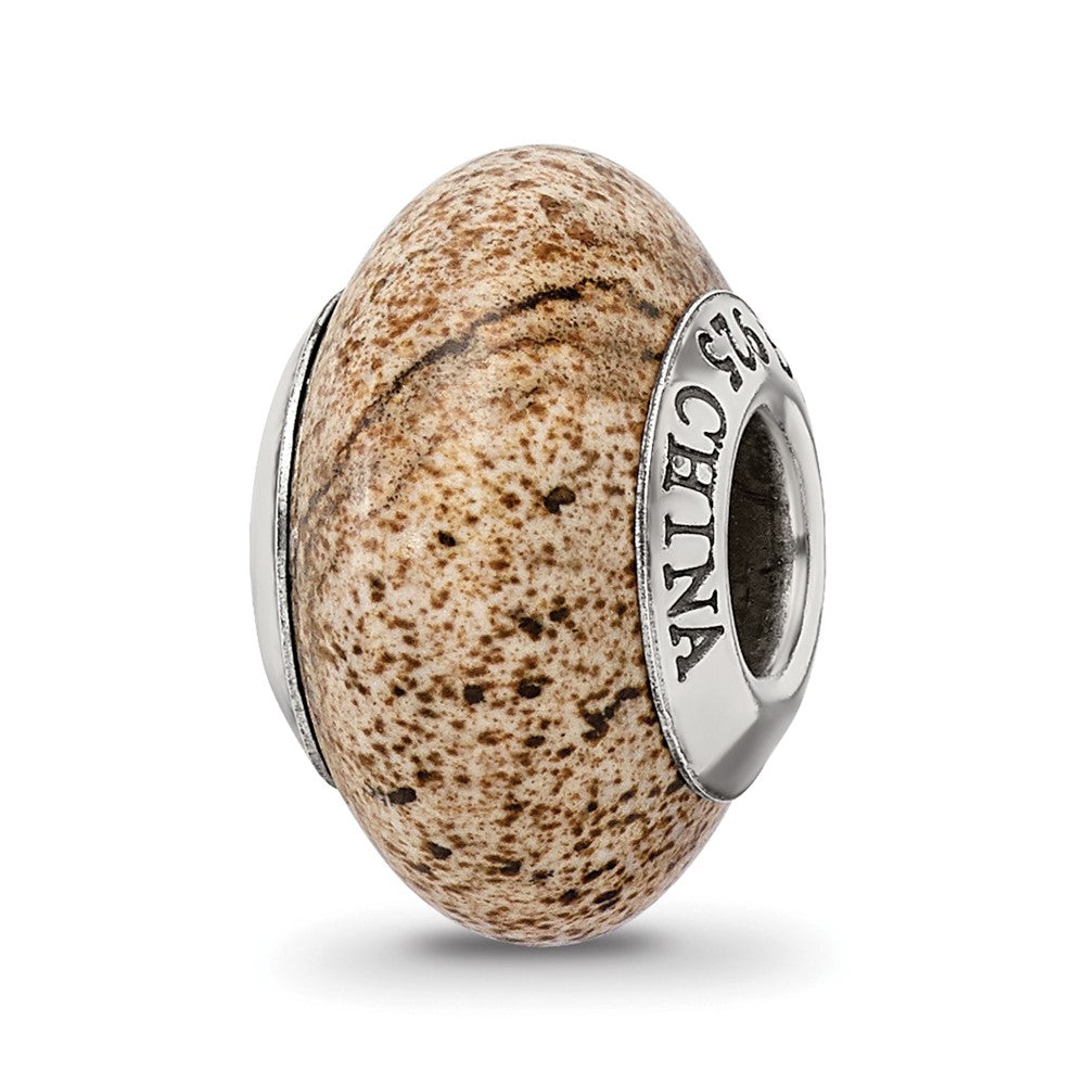 Sterling Silver Reflections Picture Jasper Bead, 14.55 x 8.18 mm