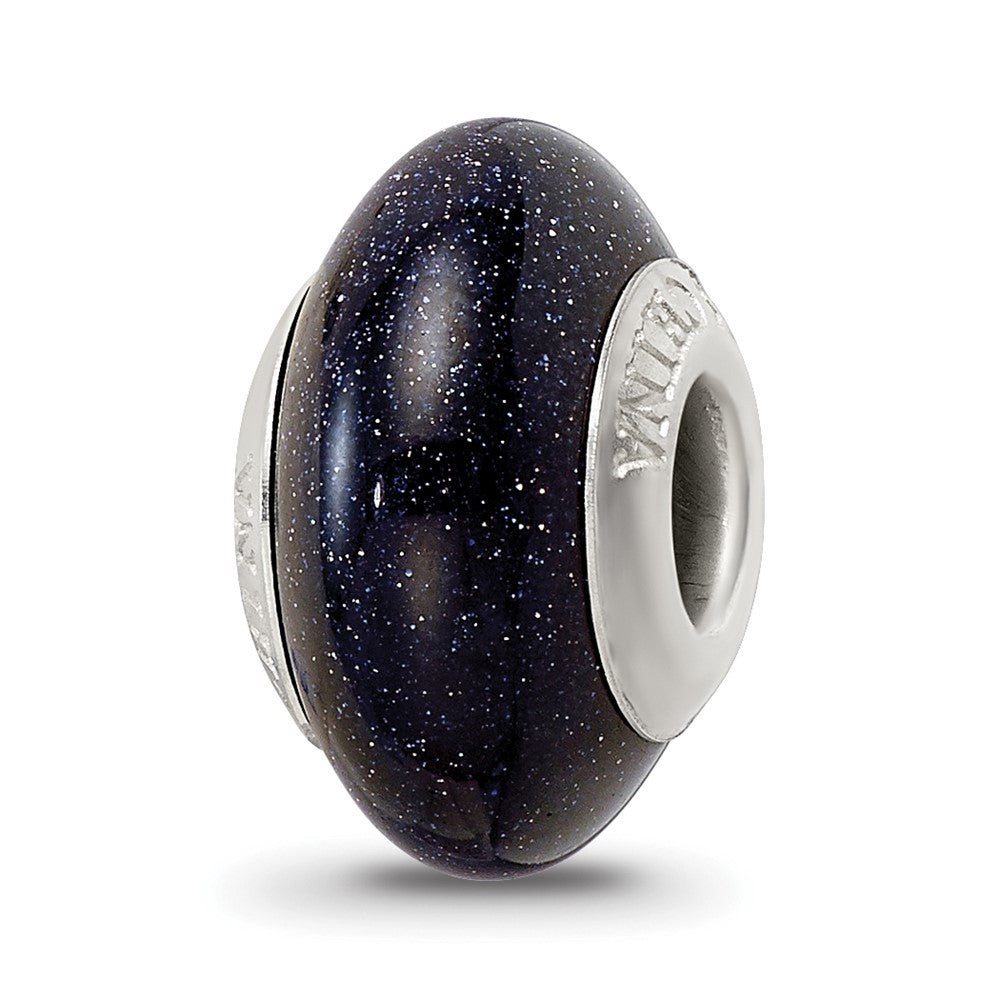 Sterling Silver Reflections Blue Sand Stone Bead, 14.55 x 8.18 mm
