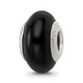 Sterling Silver Reflections Black Glass Bead, 14.55 x 8.18 mm