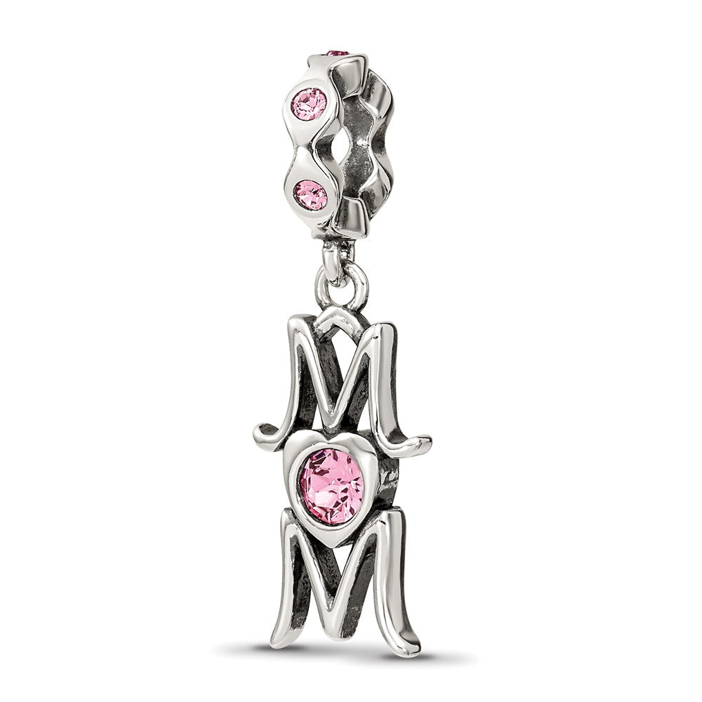 Sterling Silver Reflections Crystals MOM Dangle Bead, 22.73 x 7.27 mm