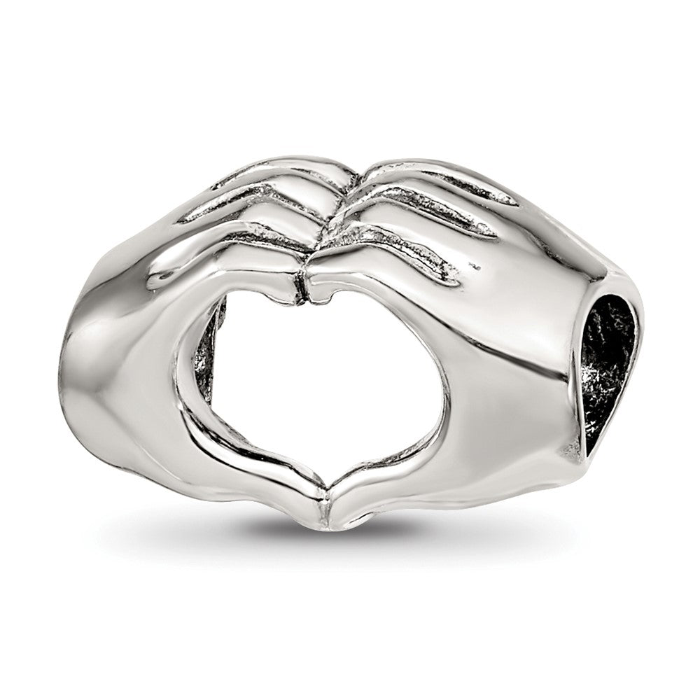 Sterling Silver Reflections Heart Hands Bead, 9.09 x 14.55 mm