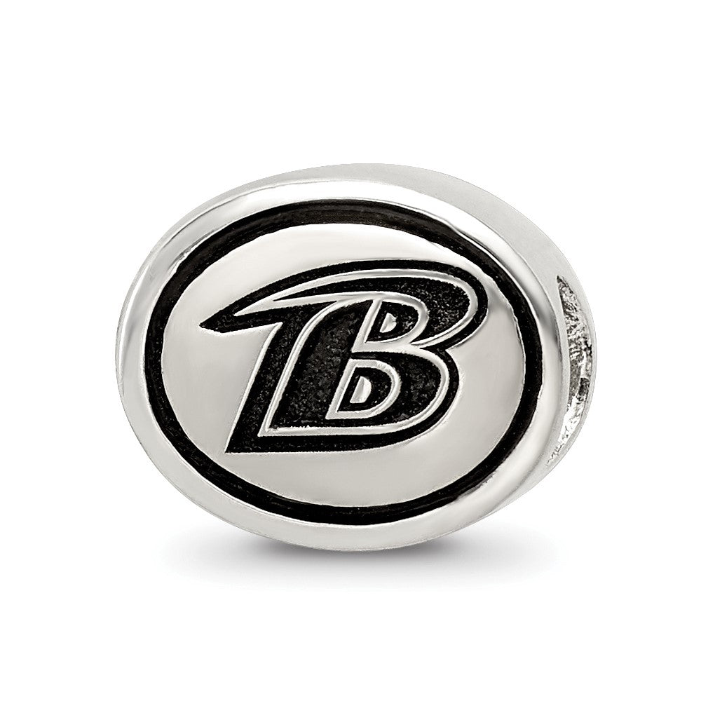 Sterling Silver Antiqued Baltimore Ravens NFL Bead, 10 x 11 mm