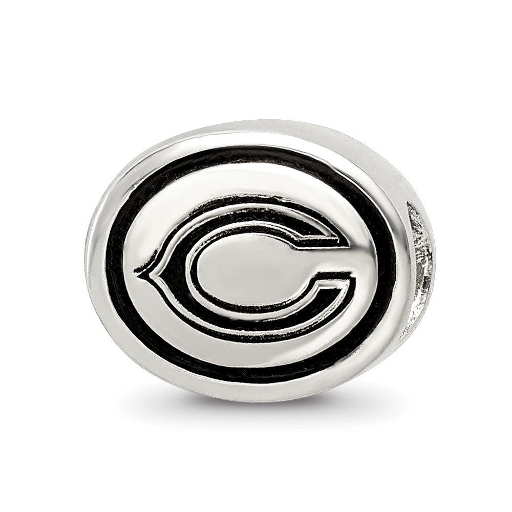 Sterling Silver Antiqued Chicago Bears NFL Bead, 10 x 11 mm