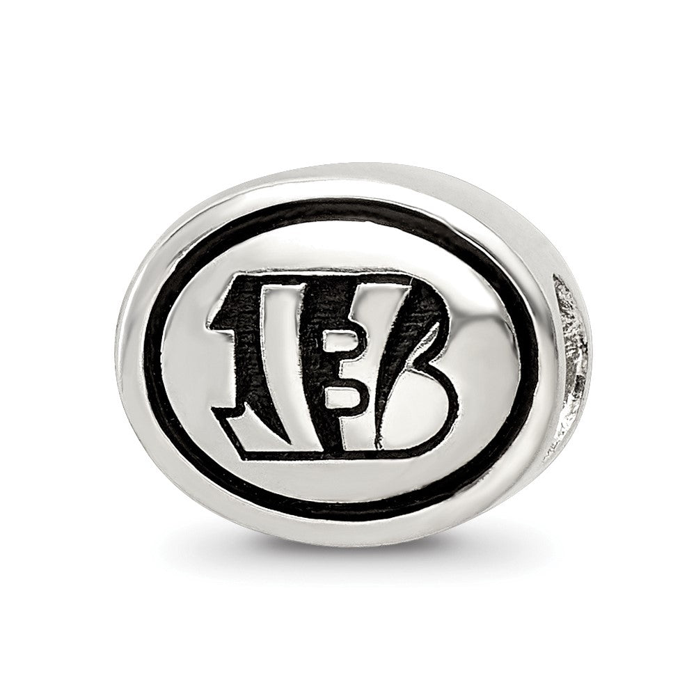 Sterling Silver Antiqued Cincinnati Bengals NFL Bead, 10 x 11 mm