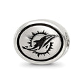 Sterling Silver Antiqued Miami Dolphins NFL Bead, 10 x 11 mm