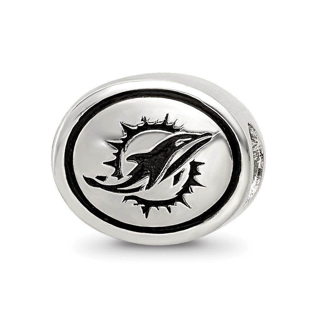 Sterling Silver Antiqued Miami Dolphins NFL Bead, 10 x 11 mm