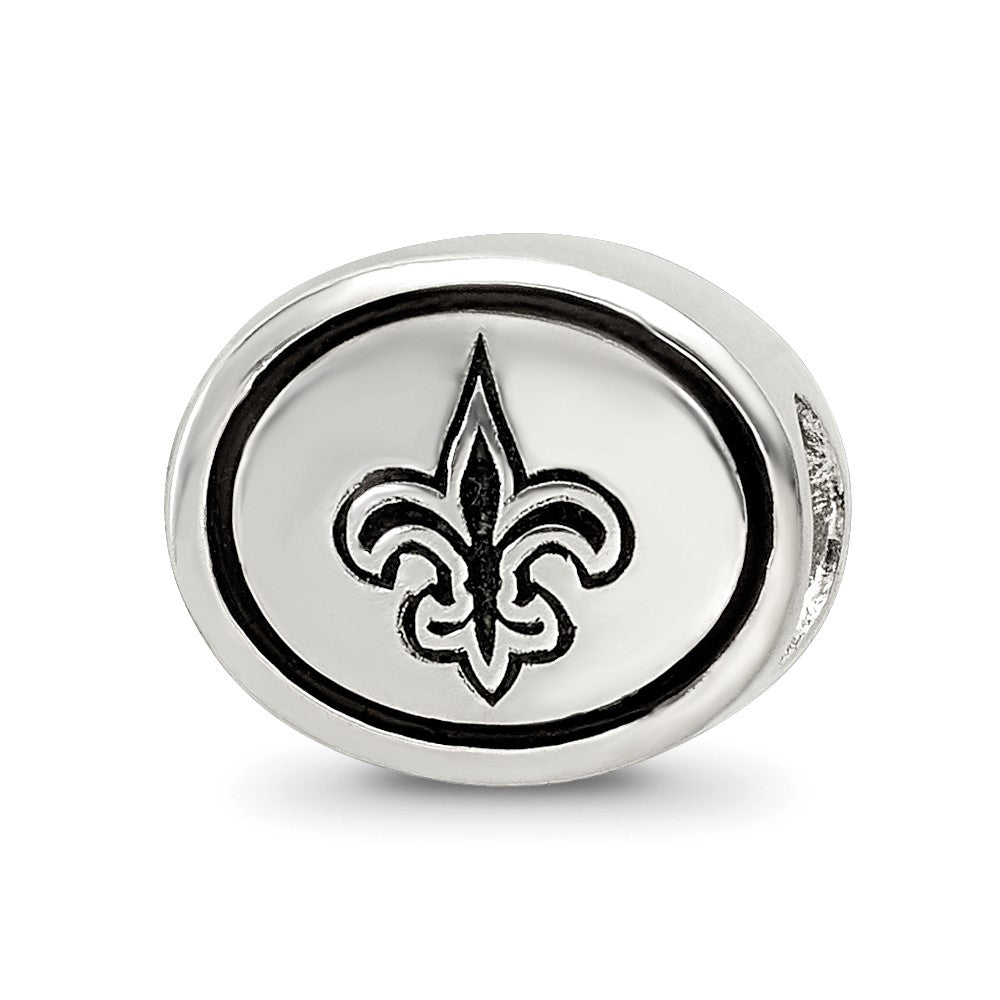 Sterling Silver Antiqued New Orleans Saints NFL Bead, 10 x 11 mm