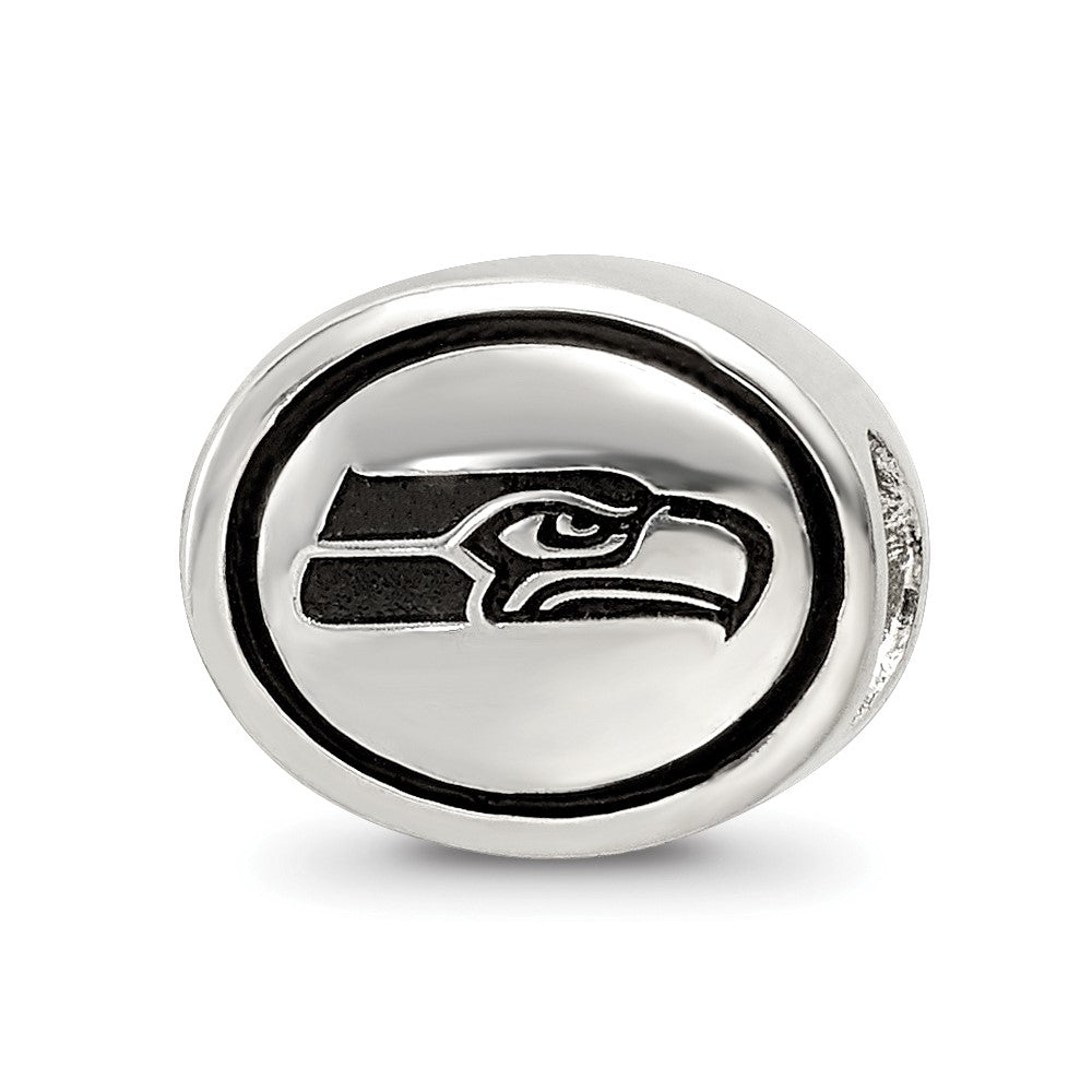 Sterling Silver Antiqued Seattle Seahawks NFL Bead, 10 x 11 mm