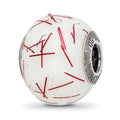 Sterling Silver Reflections White w/RedConfetti Glass Bead, 14.55 x 11.82 mm