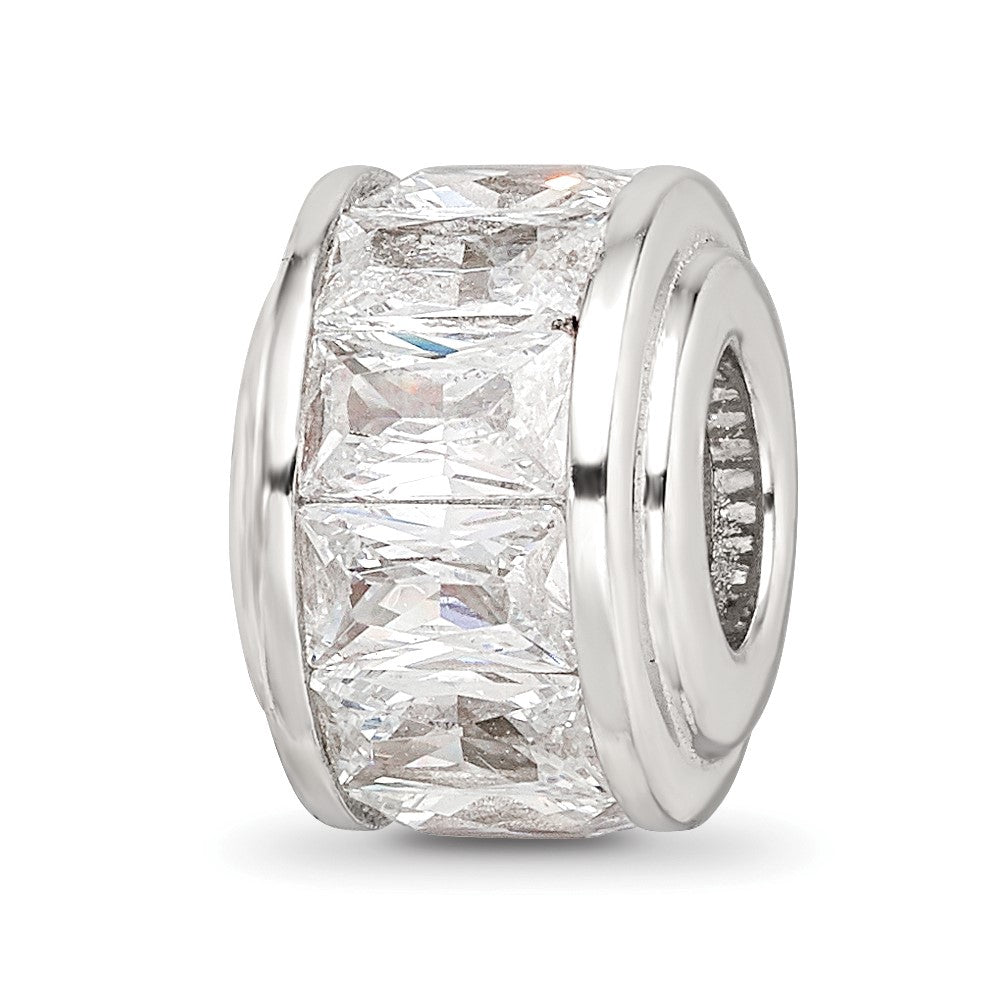 Sterling Silver Reflections Clear CZ Bead, 11.82 x 6.36 mm