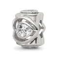 Sterling Silver Reflections Clear CZ Heart Bead, 11.82 x 10 mm