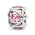 Sterling Silver Reflections Pink CZ Heart Bead, 11.82 x 10 mm