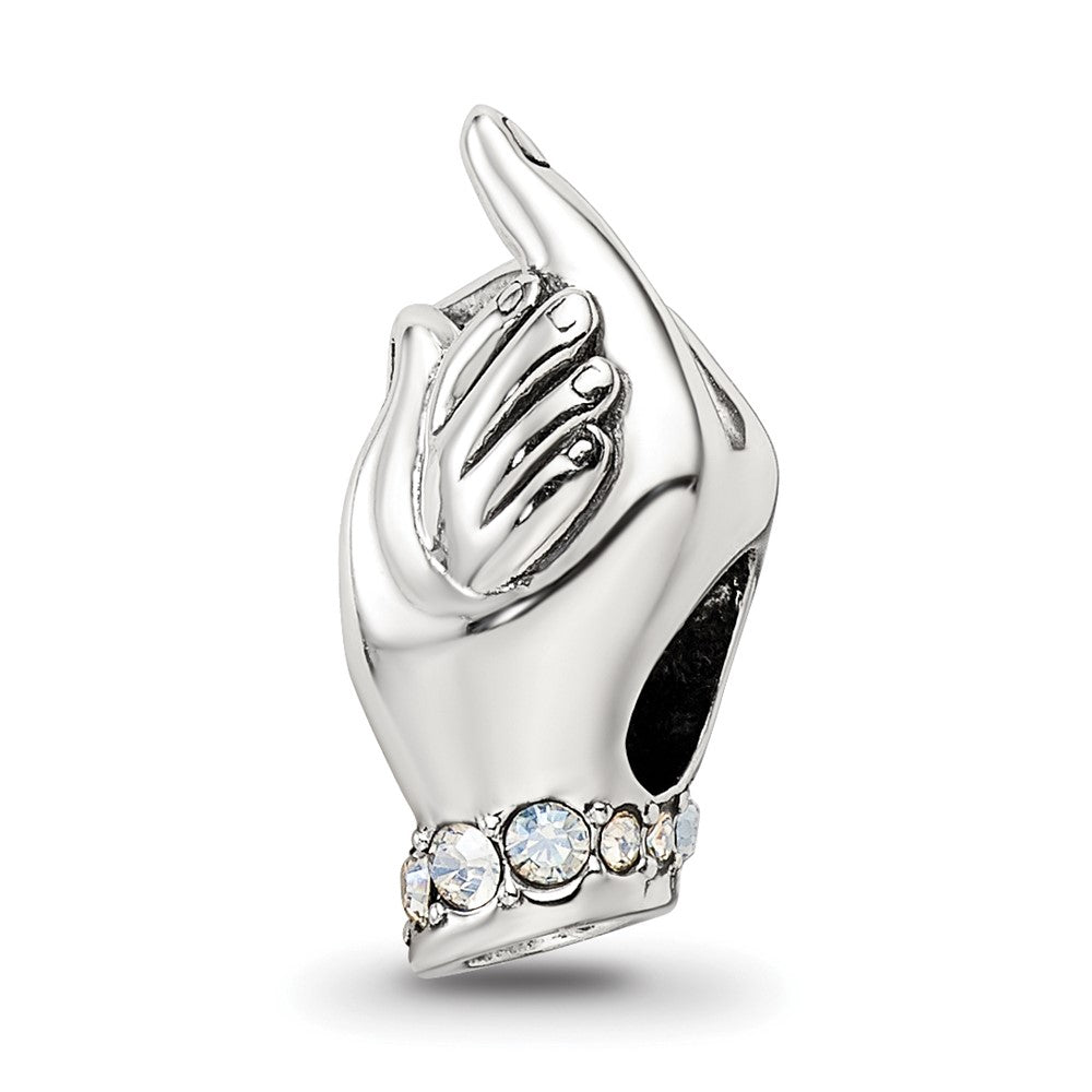Sterling Silver Reflections Crystals Mother & Child Hand Bead, 14.55 x 9.09 mm