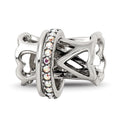 Sterling Silver Reflections with Crystals Heart Spinner Bea, 10 x 11.82 mm