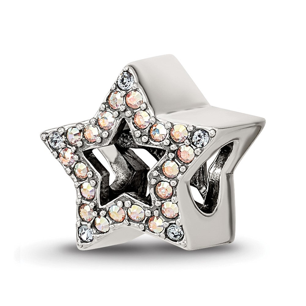 Sterling Silver Reflections Crystal Star Bead, 10 x 10 mm