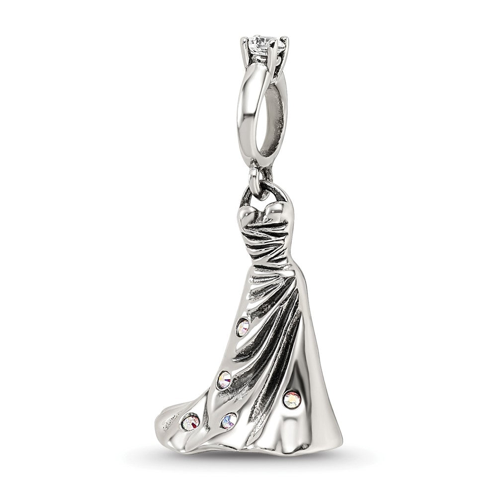 Sterling Silver Reflections Crystals Wedding Dress Bead, 24.55 x 9.09 mm