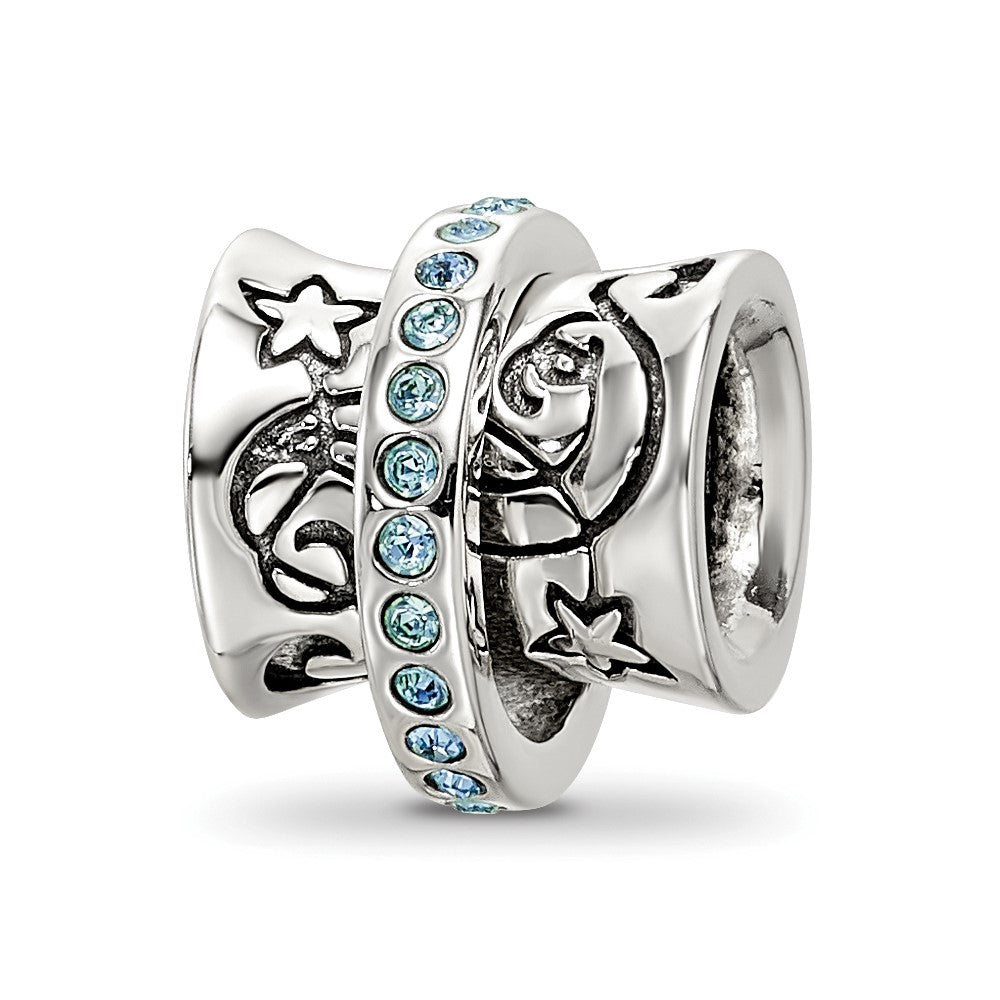 Sterling Silver Reflections Crystals Nouveau Spinner Bead, 10.91 x 9.09 mm