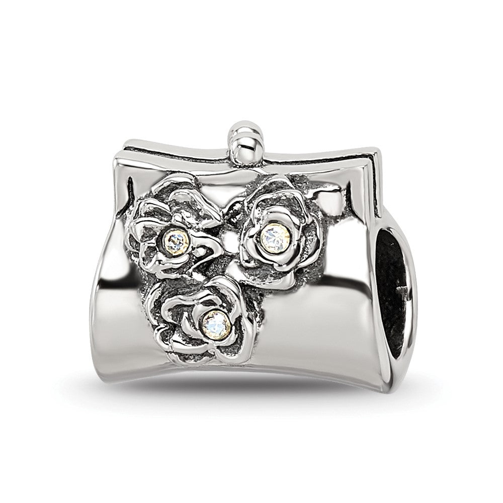 Sterling Silver Reflections Crystals Clutch Bead, 9.09 x 10.91 mm