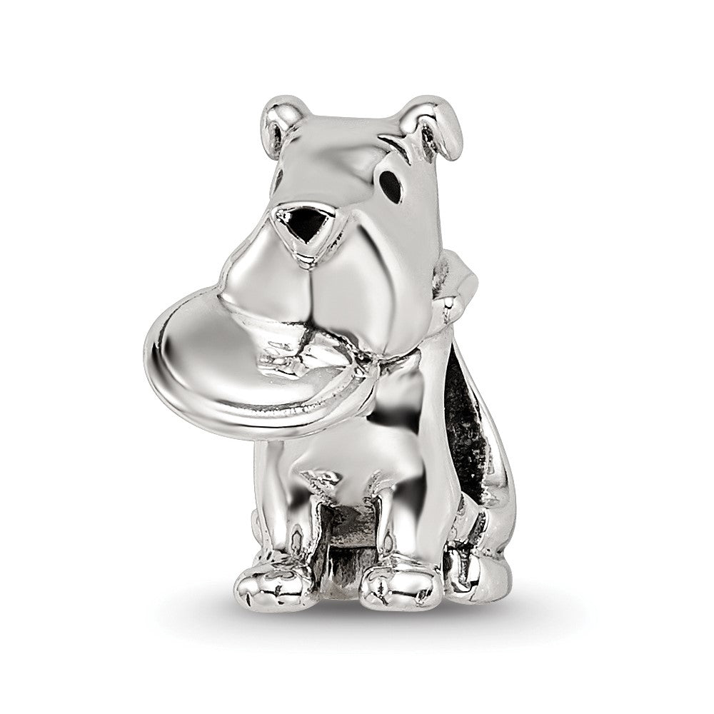 Sterling Silver Reflections Dog With Flying Disc Bead, 13.64 x 8.18 mm
