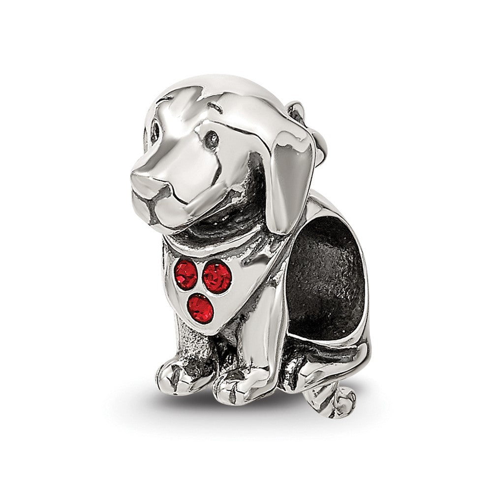 Sterling Silver Reflections Crystal Dog Bead, 12.73 x 7.27 mm