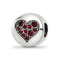 Sterling Silver Reflections Jan Red Crystal Faith Heart Bead, 10.91 x 10.91 mm