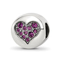 Sterling Silver Reflections Feb Purple Crystal Peace Heart Bead, 10.91 x 10.91 mm