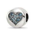 Sterling Silver Reflections Mar Blue Crystal Courage Heart Bead, 10.91 x 10.91 mm