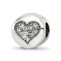 Sterling Silver Reflections April Clear Crystal Love Heart Bead, 10.91 x 10.91 mm