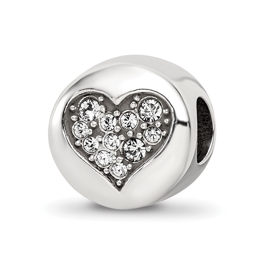 Sterling Silver Reflections April Clear Crystal Love Heart Bead, 10.91 x 10.91 mm