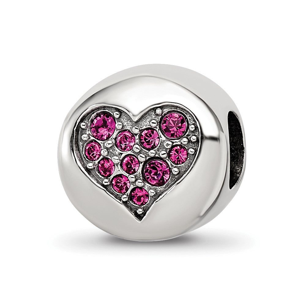 Sterling Silver Reflections July Red Crystal Passion Heart Bead, 10.91 x 10.91 mm