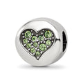 Sterling Silver Reflections Aug Lt Gn Crystal Strength Heart Bead, 10.91 x 10.91 mm