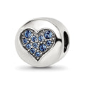 Sterling Silver Reflections Sep Blue Crystal Wisdom Heart Bead, 10.91 x 10.91 mm