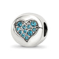 Sterling Silver Reflections Dec Blue Crystal Luck Heart Bead, 10.91 x 10.91 mm