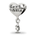 Sterling Silver Reflections Gone Fishin Dangle Bead, 14.55 x 8.18 mm