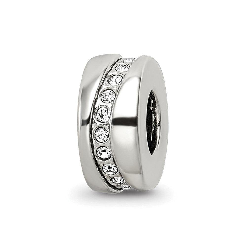 Sterling Silver Reflections Crystal Meandering Bead, 10 x 4.55 mm