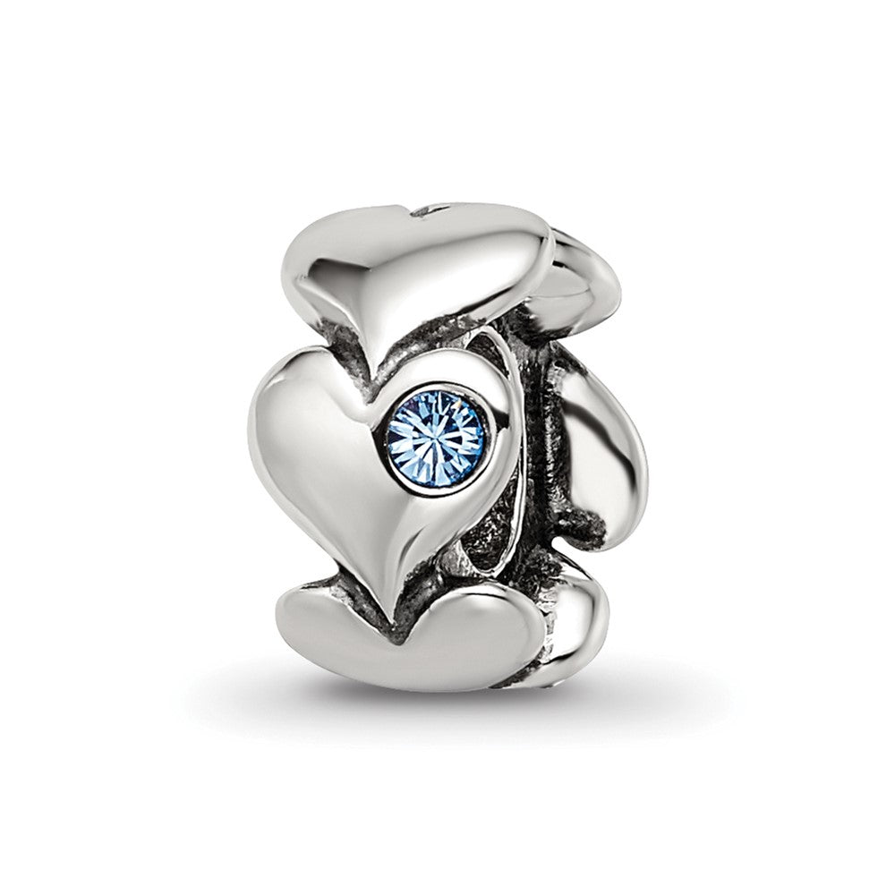 Sterling Silver Reflections Crystal Endless Hearts Bead, 10 x 7.27 mm