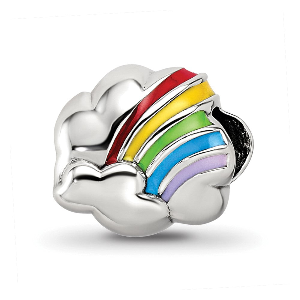 Sterling Silver Reflections Enamel Rainbow Bead, 10.91 x 11.82 mm