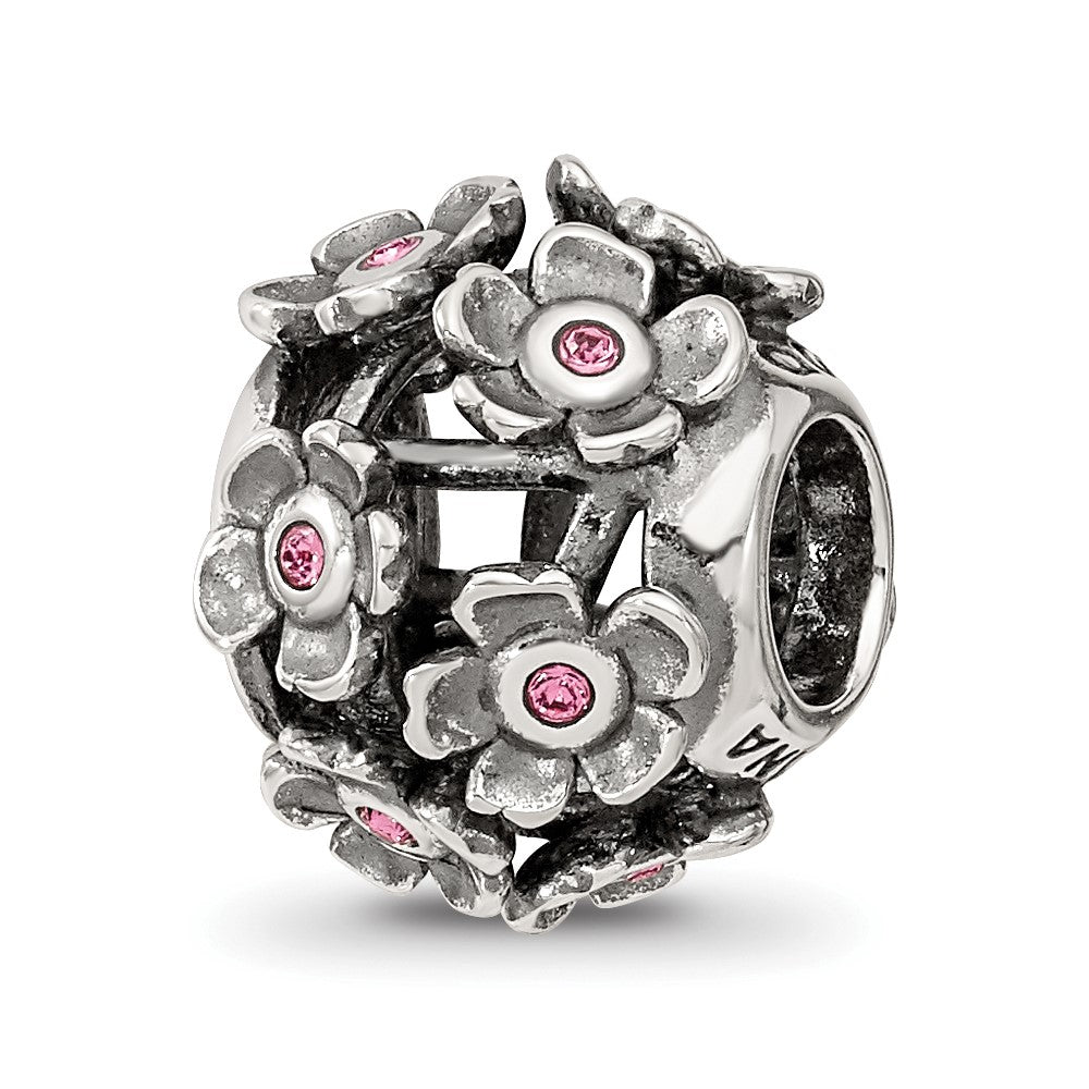 Sterling Silver Reflections Crystal Blossoms Bead, 11.82 x 10 mm