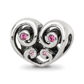 Sterling Silver Reflections Pink Crystal Twin Heart Bead, 10.91 x 14.55 mm