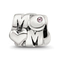 Sterling Silver Reflections Pink Crystals MOM Bead, 9.09 x 10.91 mm